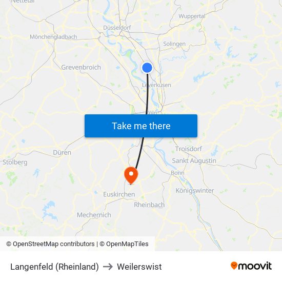 Langenfeld (Rheinland) to Weilerswist map