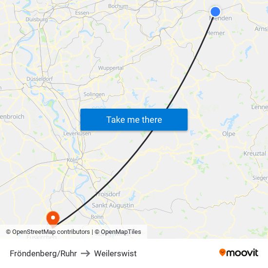 Fröndenberg/Ruhr to Weilerswist map