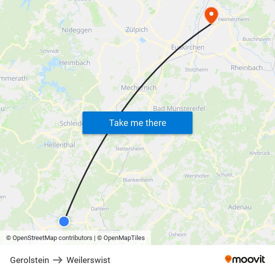 Gerolstein to Weilerswist map