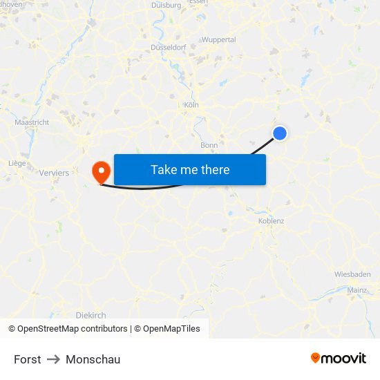 Forst to Monschau map