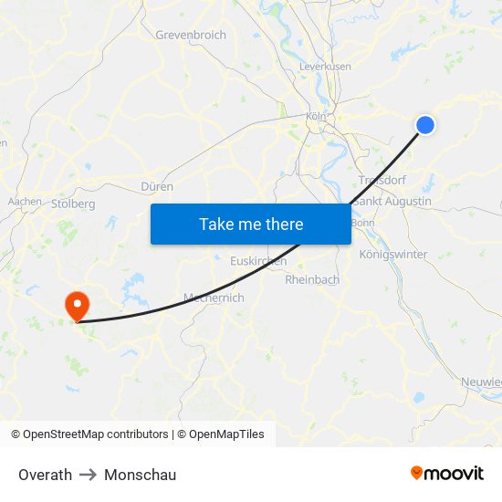 Overath to Monschau map