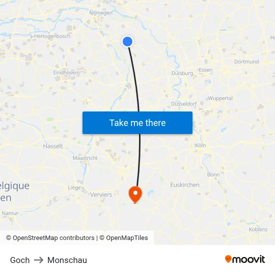 Goch to Monschau map