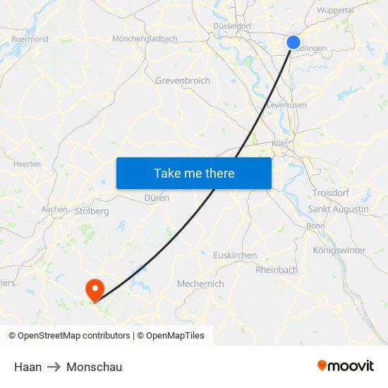 Haan to Monschau map