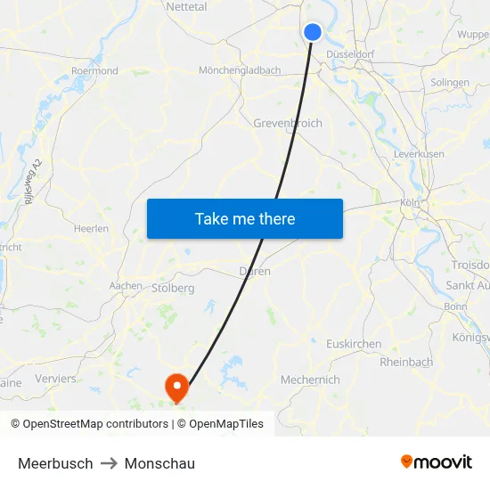 Meerbusch to Monschau map