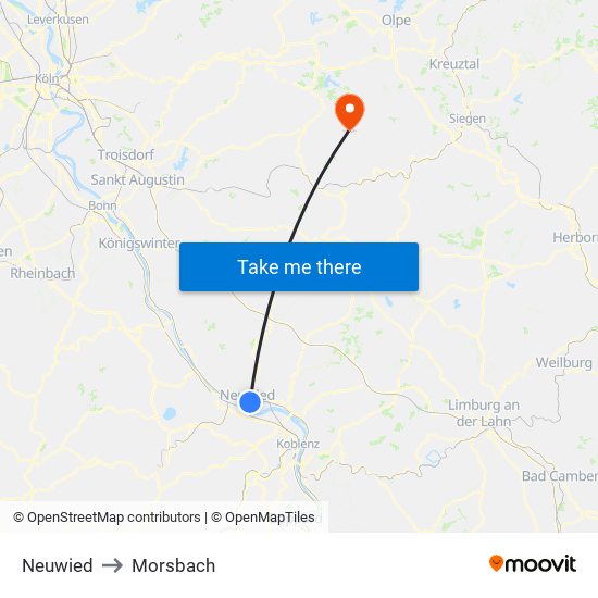 Neuwied to Morsbach map