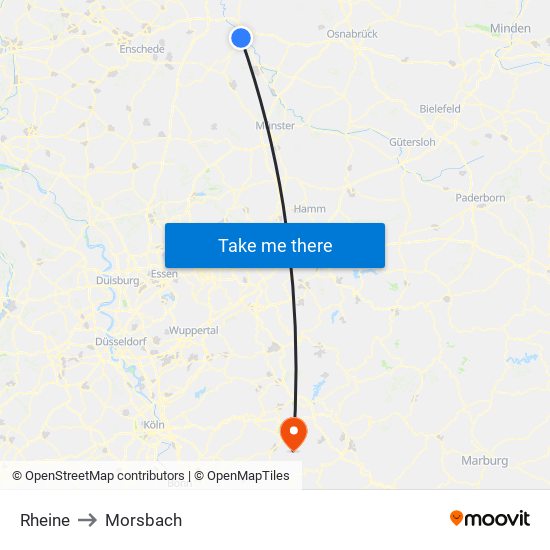 Rheine to Morsbach map