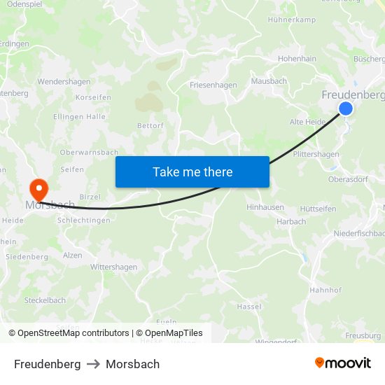 Freudenberg to Morsbach map