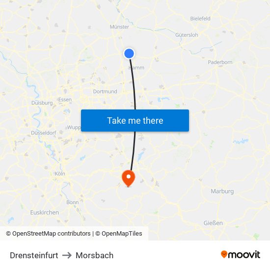 Drensteinfurt to Morsbach map