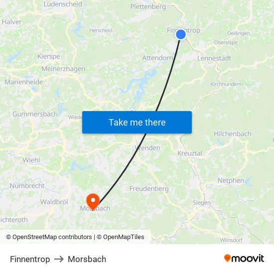 Finnentrop to Morsbach map