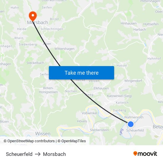 Scheuerfeld to Morsbach map