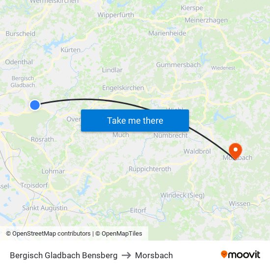 Bergisch Gladbach Bensberg to Morsbach map