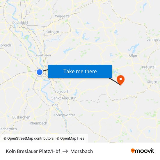 Köln Breslauer Platz/Hbf to Morsbach map