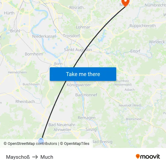 Mayschoß to Much map