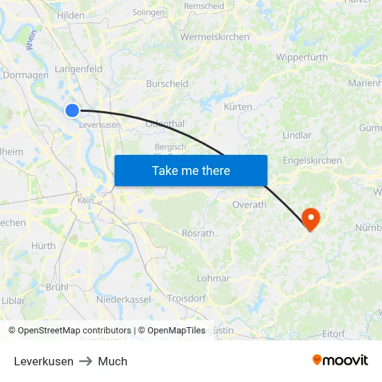 Leverkusen to Much map