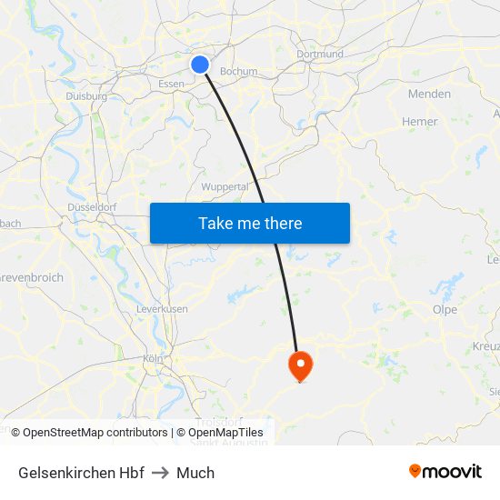 Gelsenkirchen Hbf to Much map