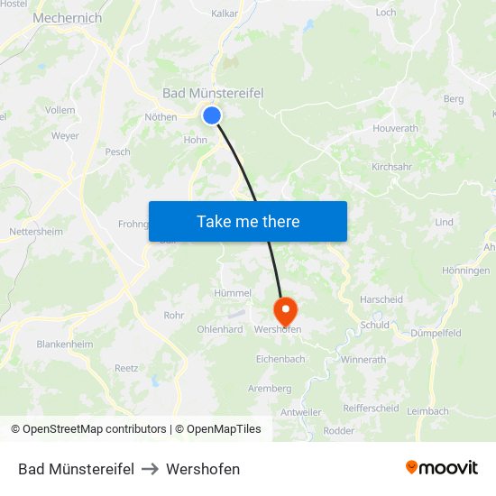 Bad Münstereifel to Wershofen map