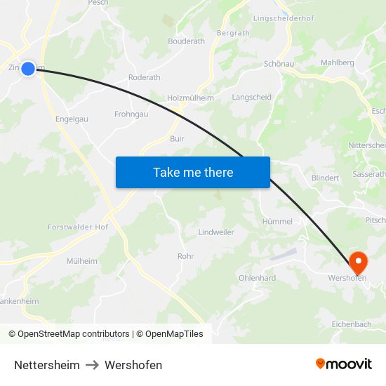 Nettersheim to Wershofen map