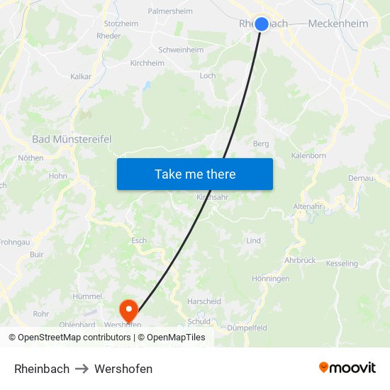 Rheinbach to Wershofen map