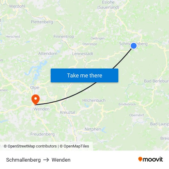 Schmallenberg to Wenden map