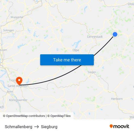 Schmallenberg to Siegburg map