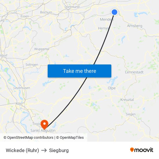 Wickede (Ruhr) to Siegburg map