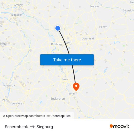 Schermbeck to Siegburg map