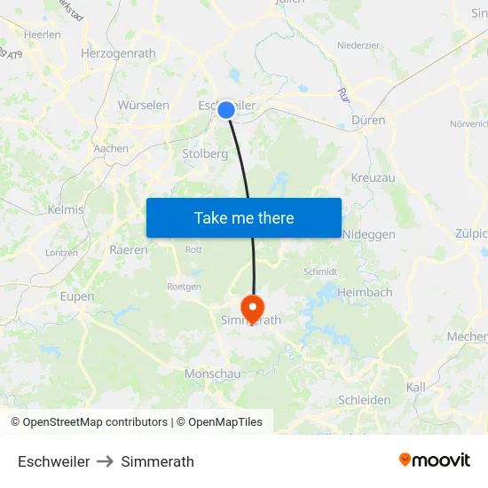 Eschweiler to Simmerath map