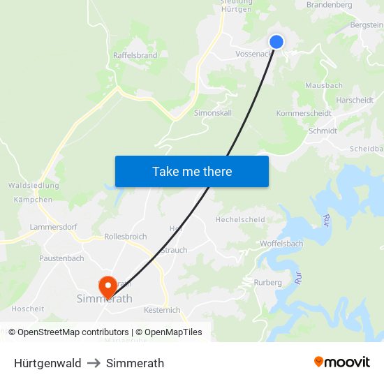 Hürtgenwald to Simmerath map