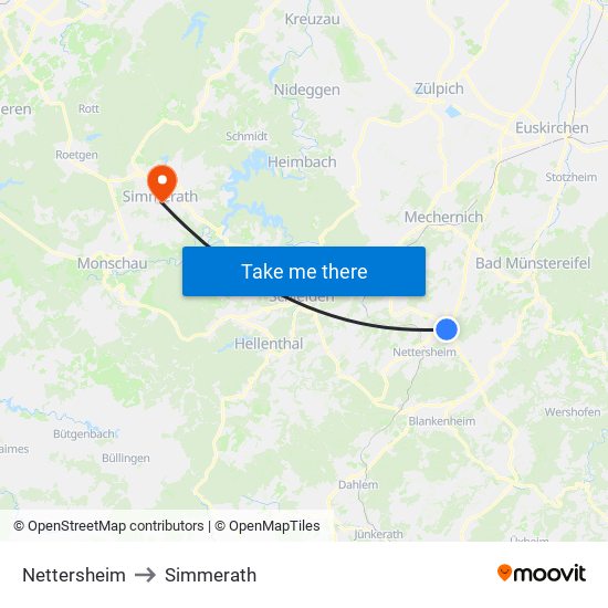 Nettersheim to Simmerath map