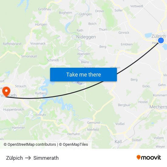 Zülpich to Simmerath map