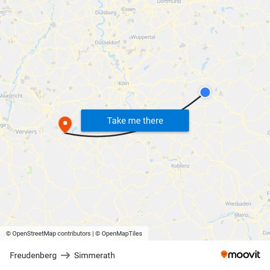 Freudenberg to Simmerath map