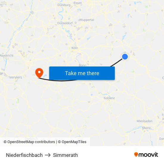 Niederfischbach to Simmerath map