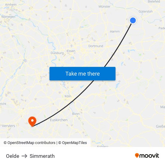 Oelde to Simmerath map