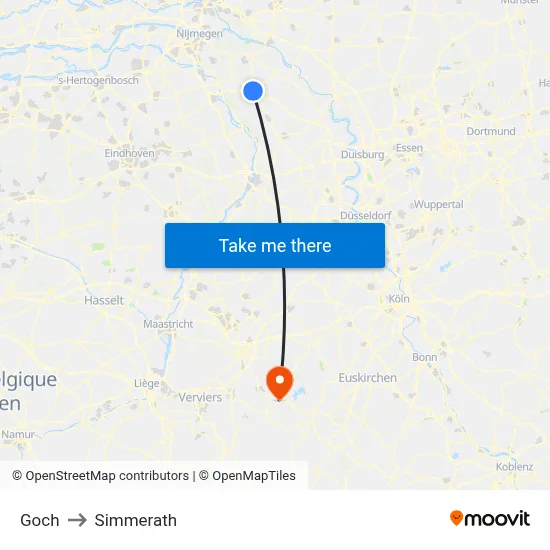 Goch to Simmerath map