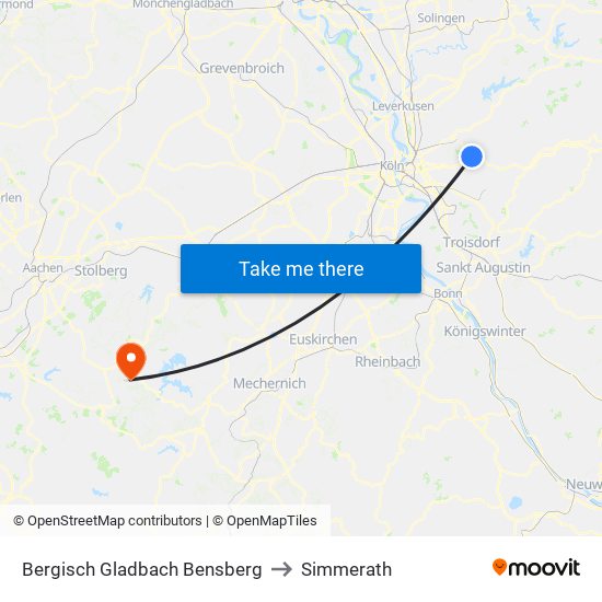 Bergisch Gladbach Bensberg to Simmerath map