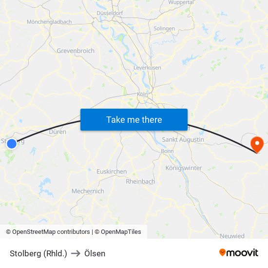 Stolberg (Rhld.) to Ölsen map