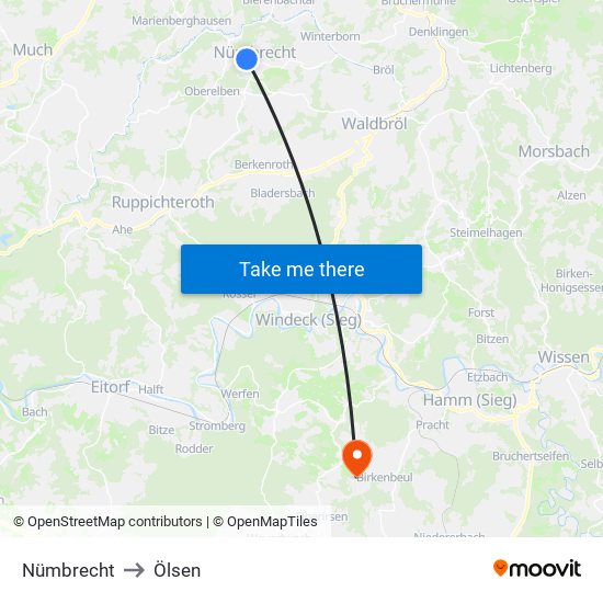Nümbrecht to Ölsen map