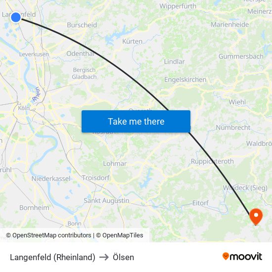 Langenfeld (Rheinland) to Ölsen map