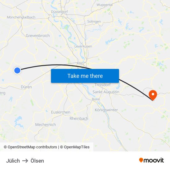 Jülich to Ölsen map