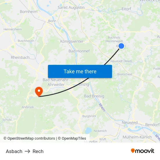 Asbach to Rech map