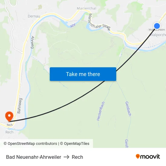 Bad Neuenahr-Ahrweiler to Rech map