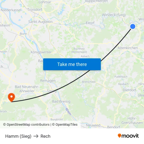 Hamm (Sieg) to Rech map