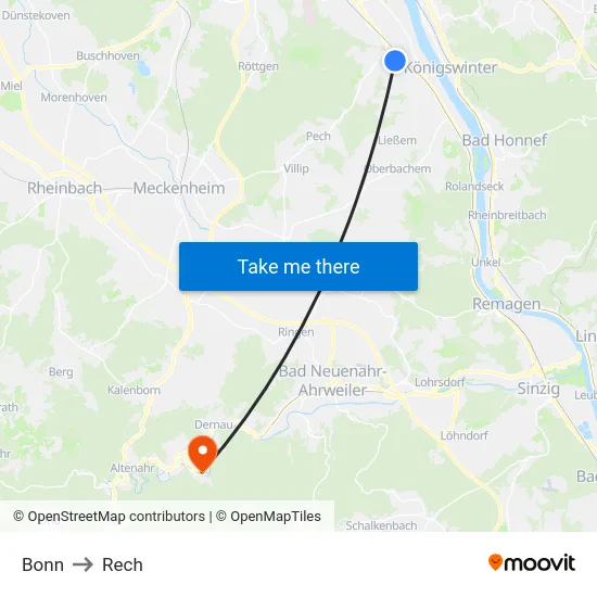 Bonn to Rech map