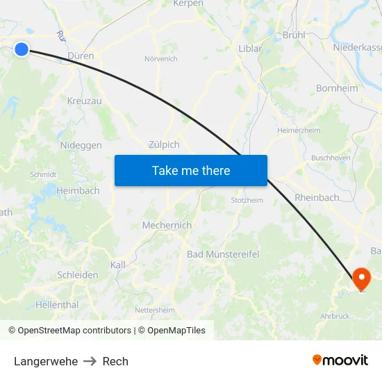 Langerwehe to Rech map