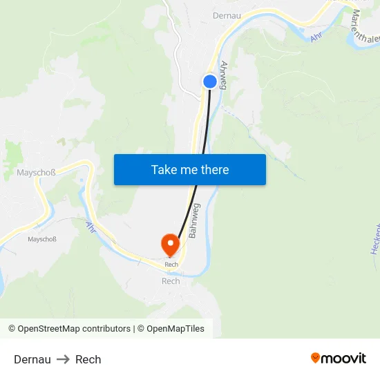 Dernau to Rech map