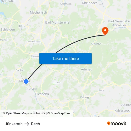 Jünkerath to Rech map