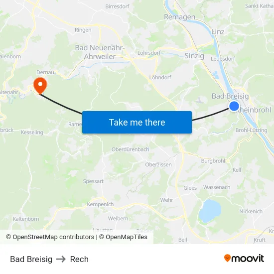 Bad Breisig to Rech map