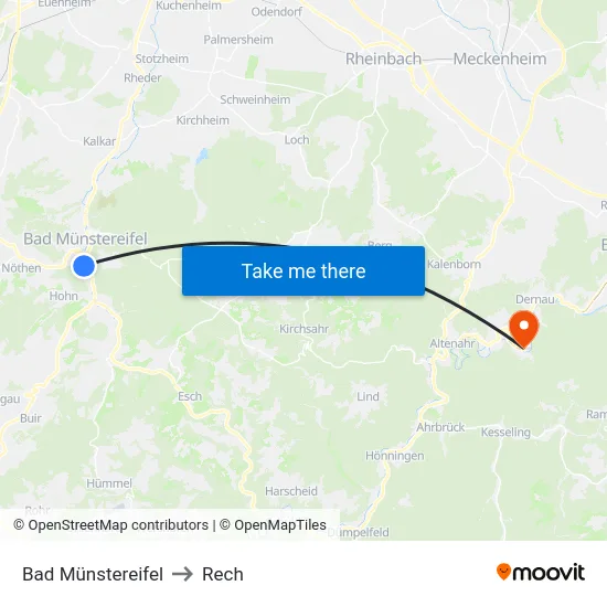 Bad Münstereifel to Rech map