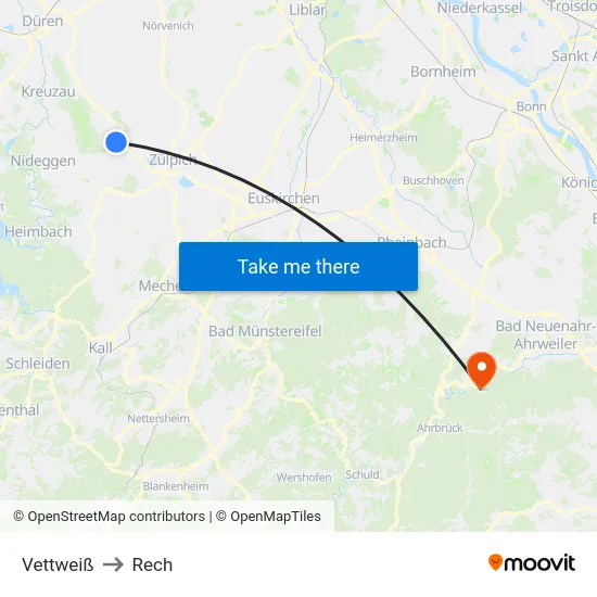 Vettweiß to Rech map