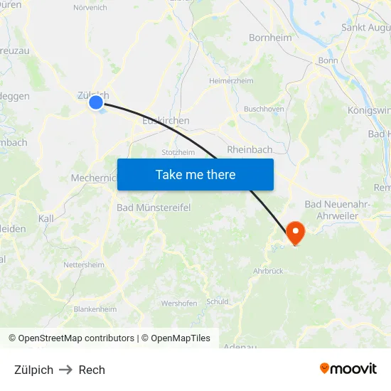 Zülpich to Rech map